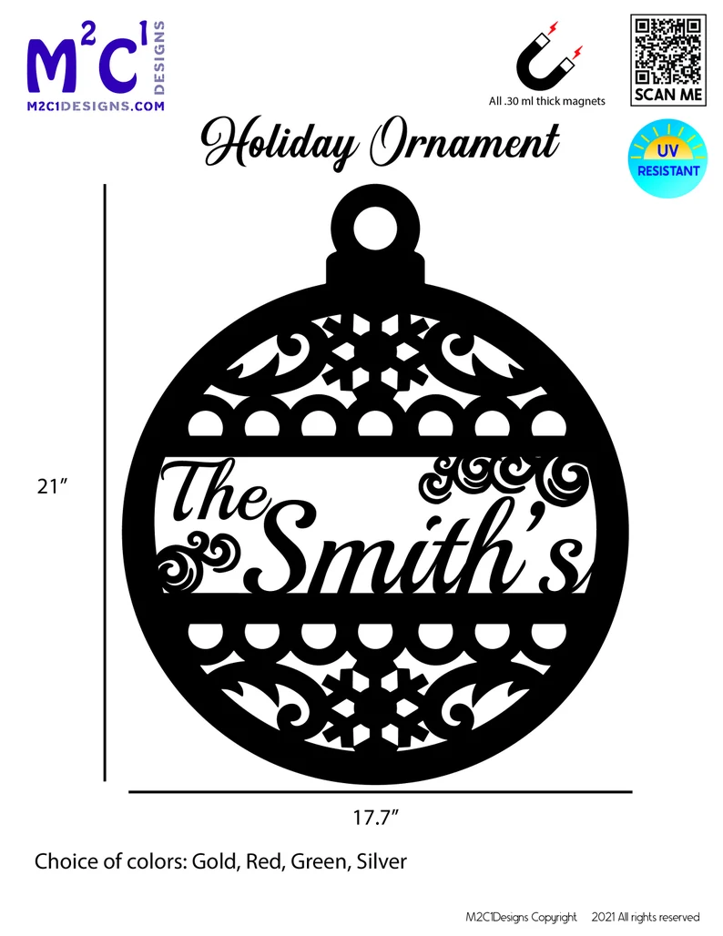 Personalized Gift Christmas Ornament Reusable decorations | Black Gold image 2