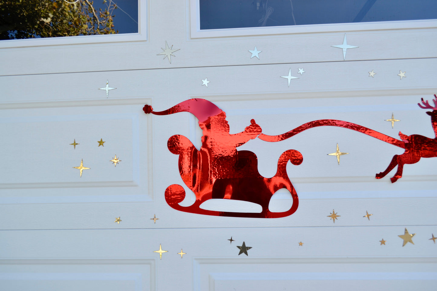 Santa's Sleigh Reindeer Silhouette Garage Magnets, Christmas Eve Night image 4