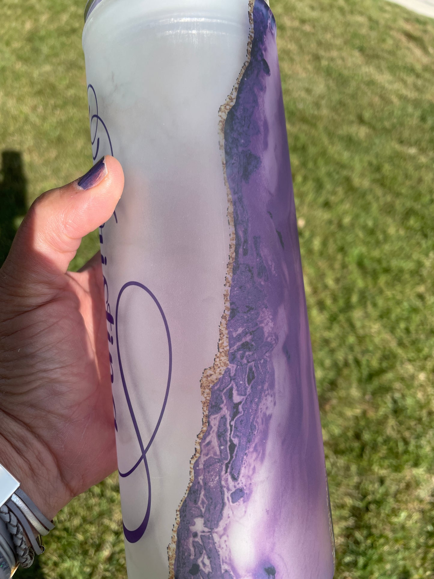 Personalized Frosted Stained GLASS Mother's Day tumbler, Marble Stained Glass image 8