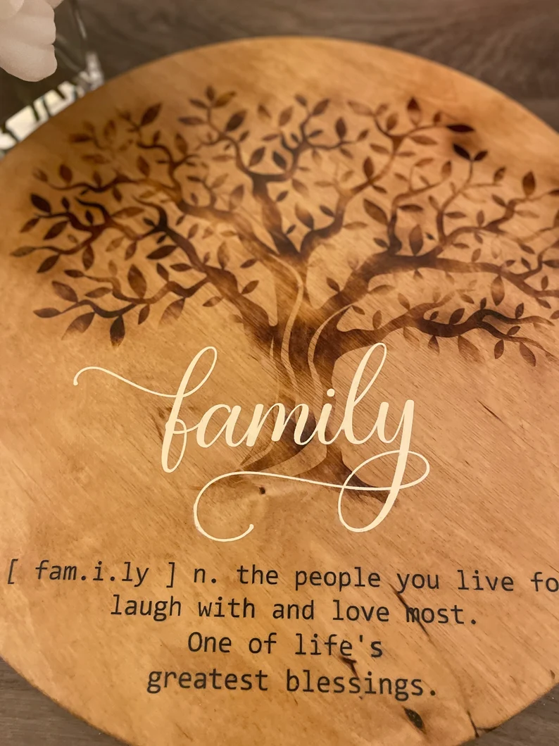 Wood Family Tree serving tray with handles | Family Definition Tray image 5