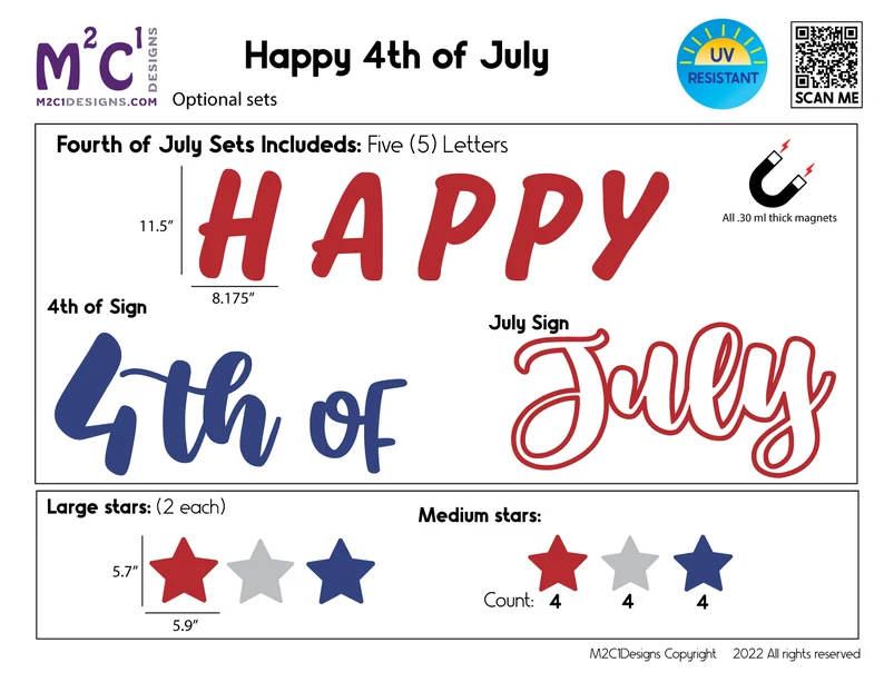 Fourth of July Sign | Reusable Independence Day Sign | Red White and Blue sign image 4
