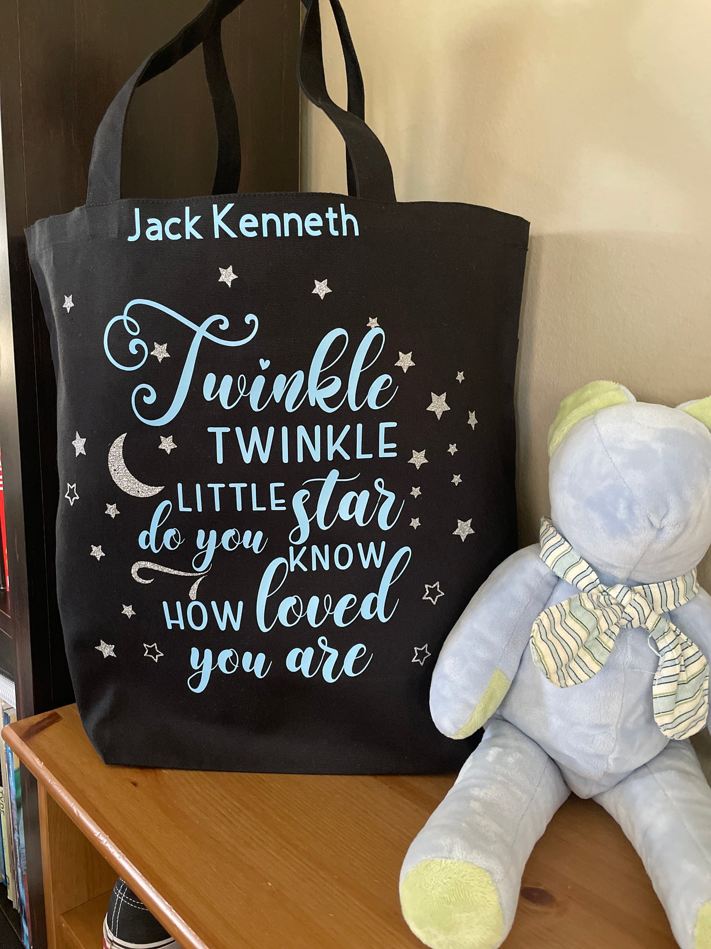 PERSONALIZED Large Diaper Bag |Twinkle Twinkle Little Star Tote Bag image 1