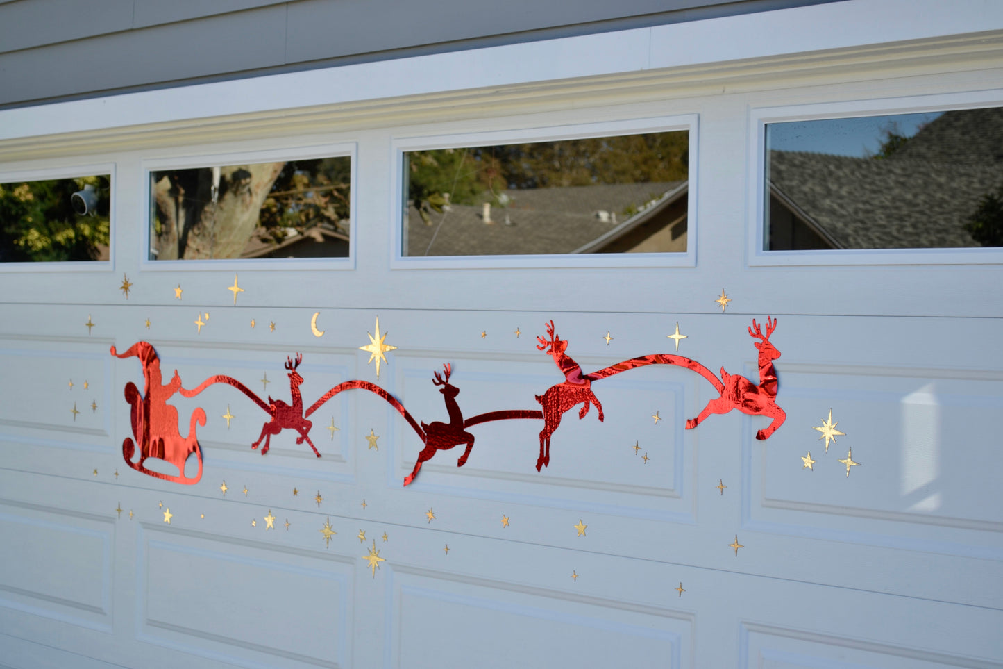 Santa's Sleigh Reindeer Silhouette Garage Magnets, Christmas Eve Night image 6