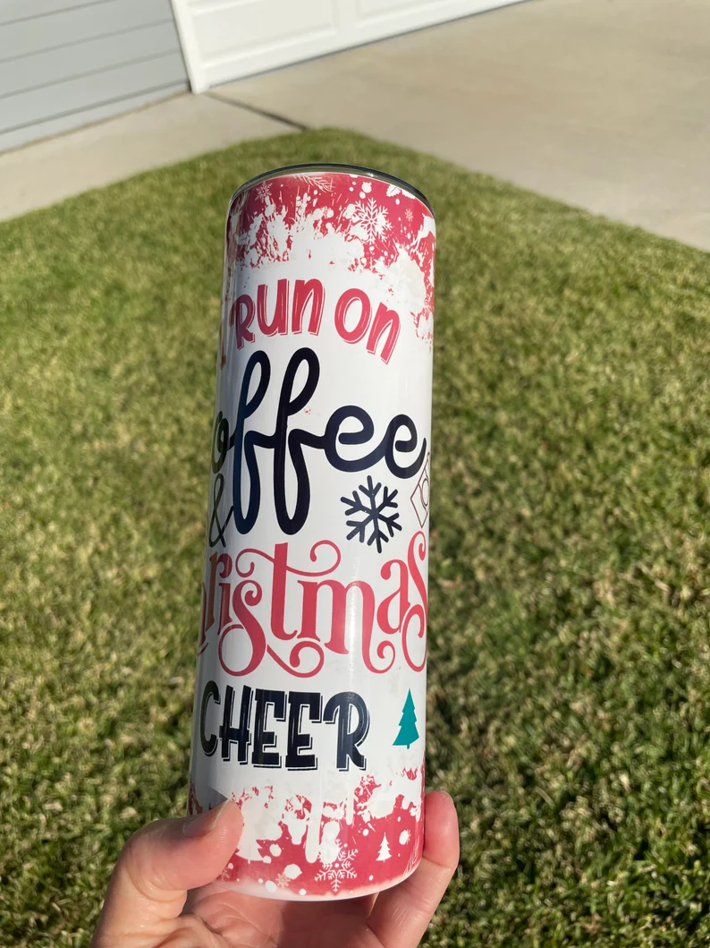 I Run on Coffee and Christmas Cheer 20 oz Tumbler | Christmas Tumbler image 5