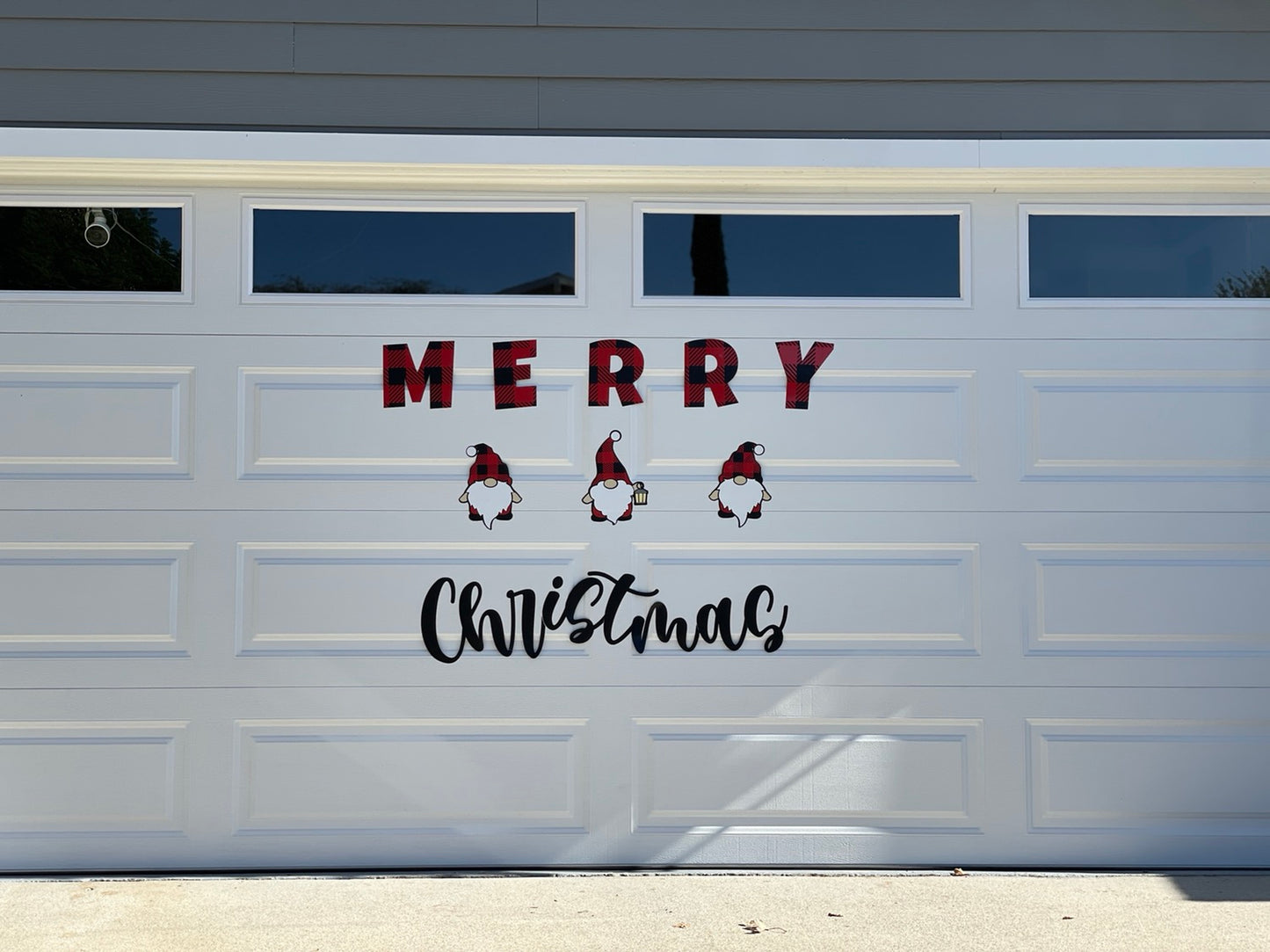 Large Merry Christmas Gnomes Magnets Reusable | Red Plaid | Script image 12
