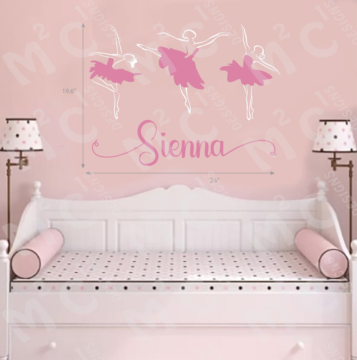 Princess Crown Personalized Name Wall Decal, filigree, large decal, gold, white, image 9