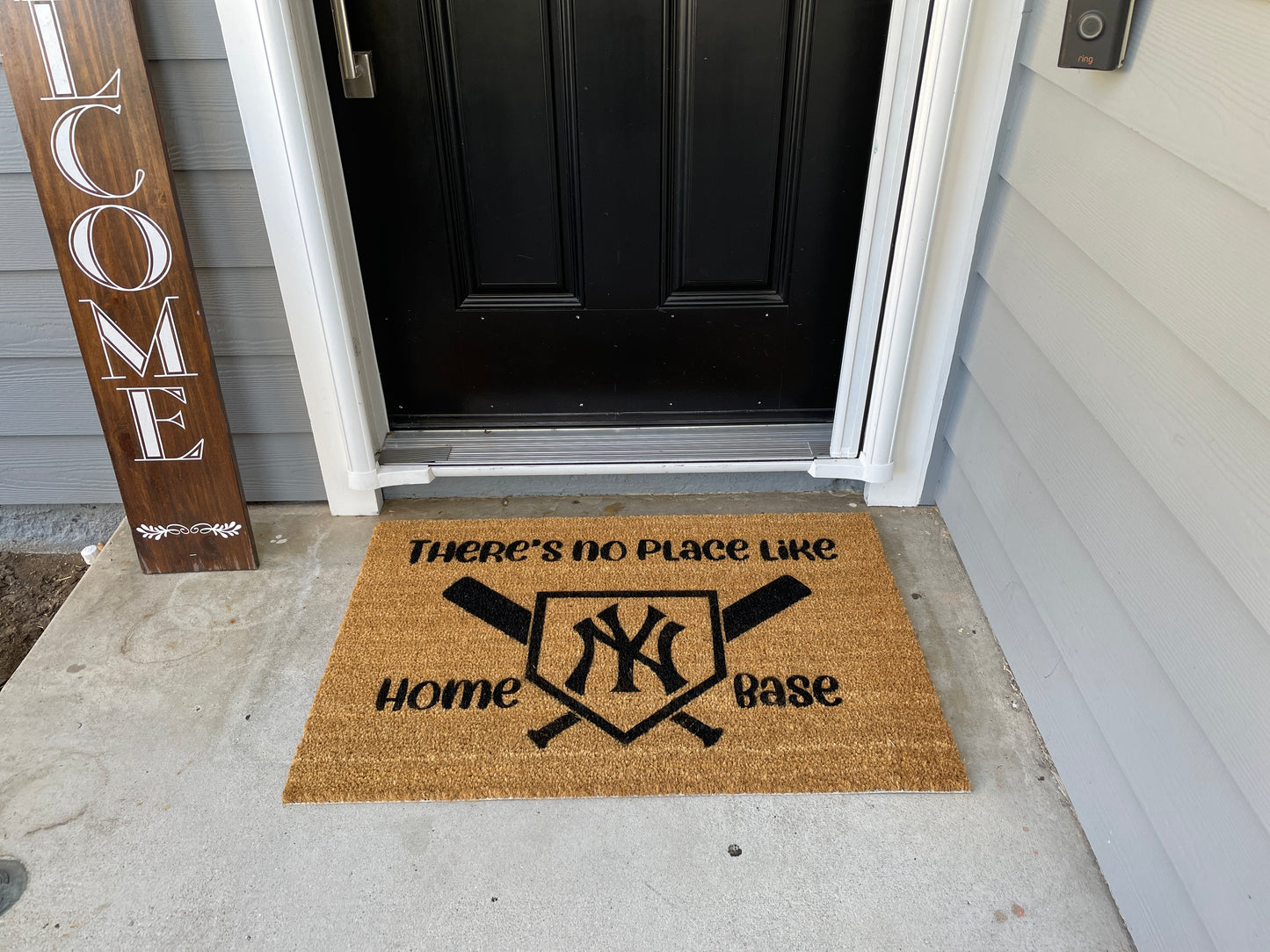 NY Yankees Door Mat | Yankees Welcome Mat | No place like home base doormat image 1