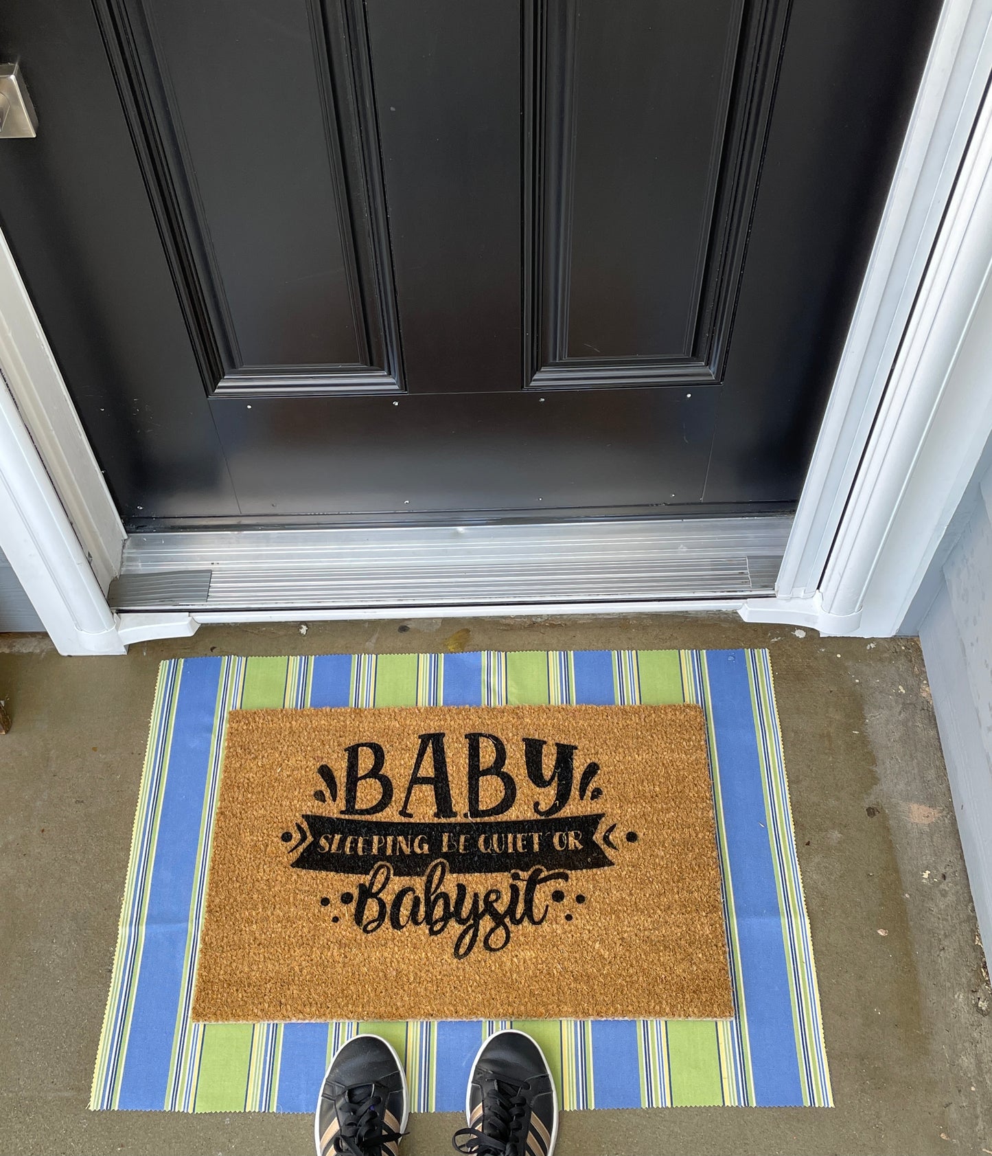 Baby Sleeping, Be Quiet or Babysit | Funny Doormat | Welcome Mat image 3