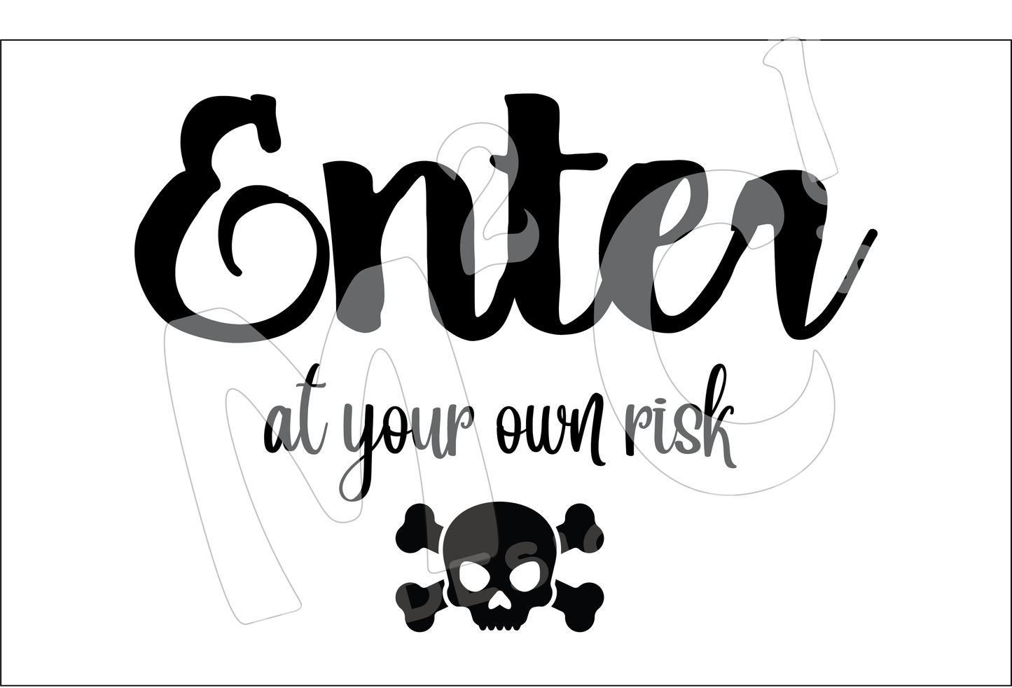 Enter at your own risk doormat | Welcome Mat | Skull and cross bones Door Mat image 1