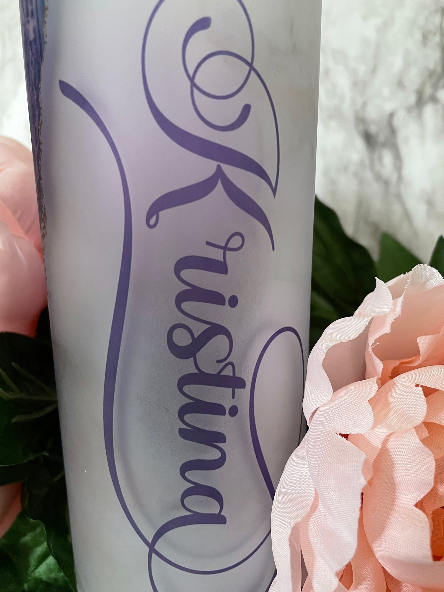 Personalized Frosted Stained GLASS Mother's Day tumbler, Marble Stained Glass image 1