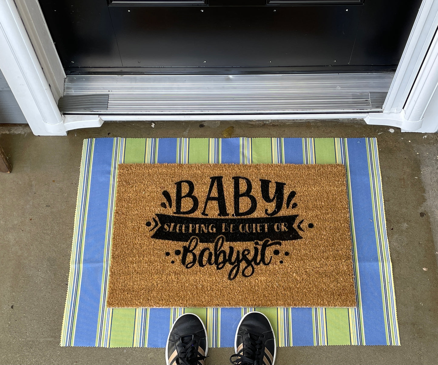 Baby Sleeping, Be Quiet or Babysit | Funny Doormat | Welcome Mat image 4