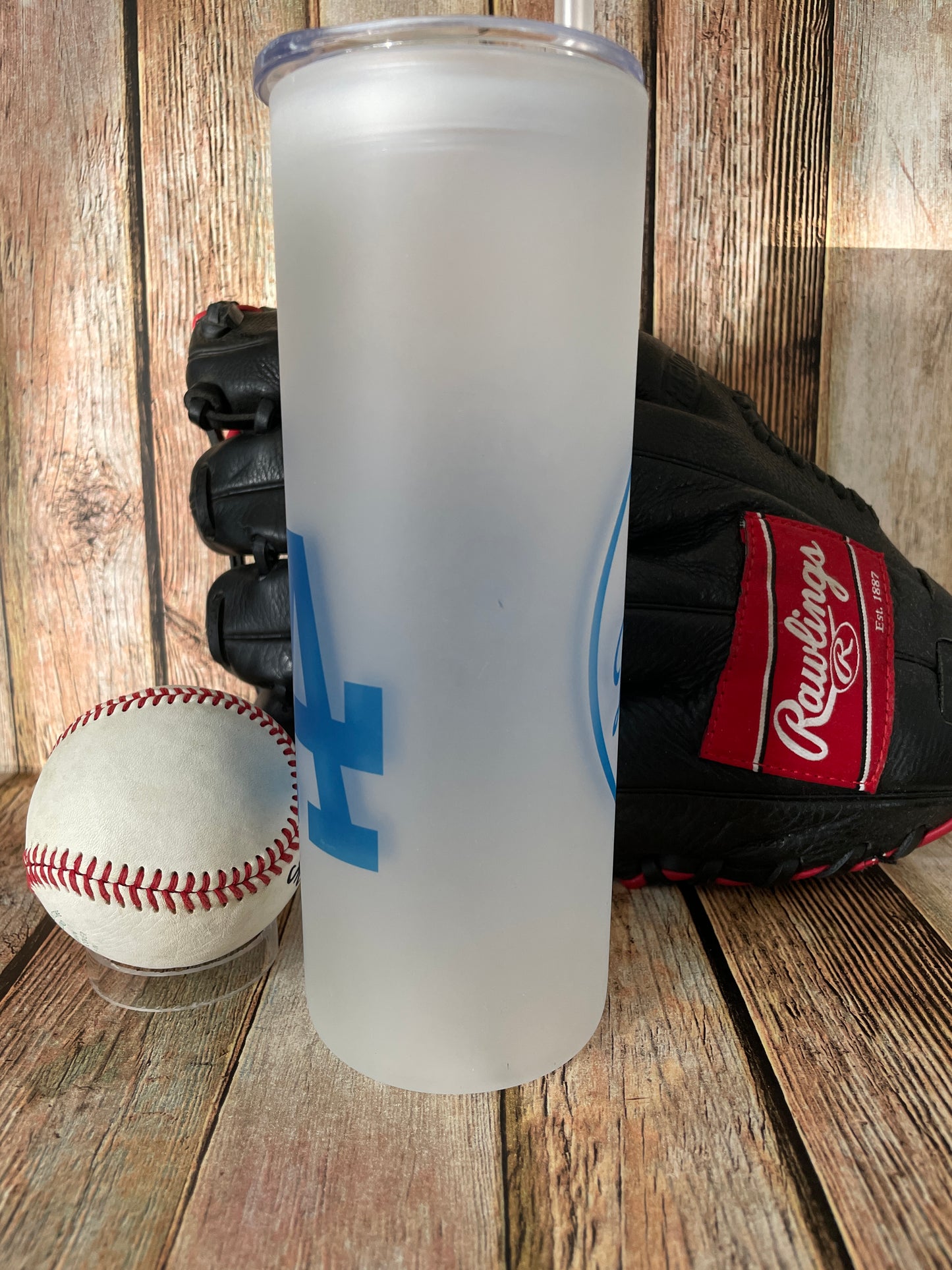 Personalized Frosted GLASS Los Angeles Dodgers Baseball tumblers | LA Dodgers image 3