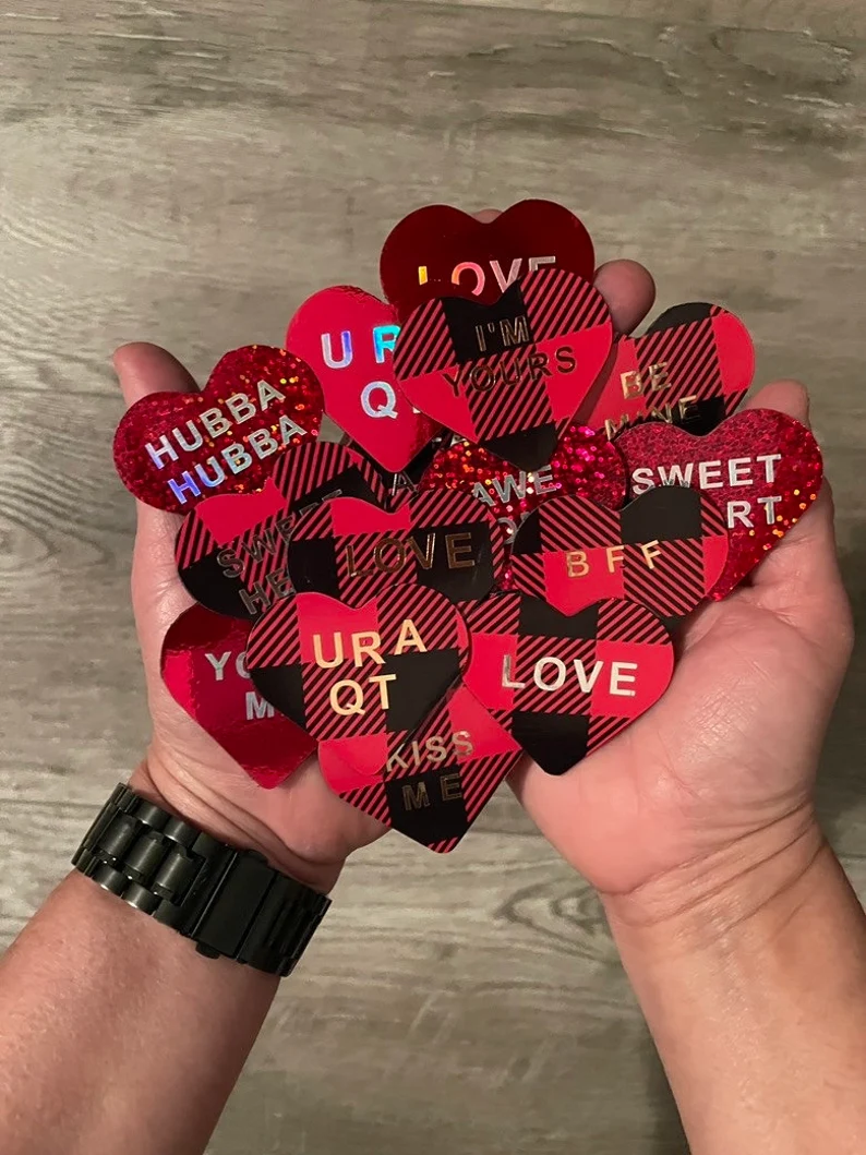 Red Plaid Conversation Candy Hearts fridge magnets image 5