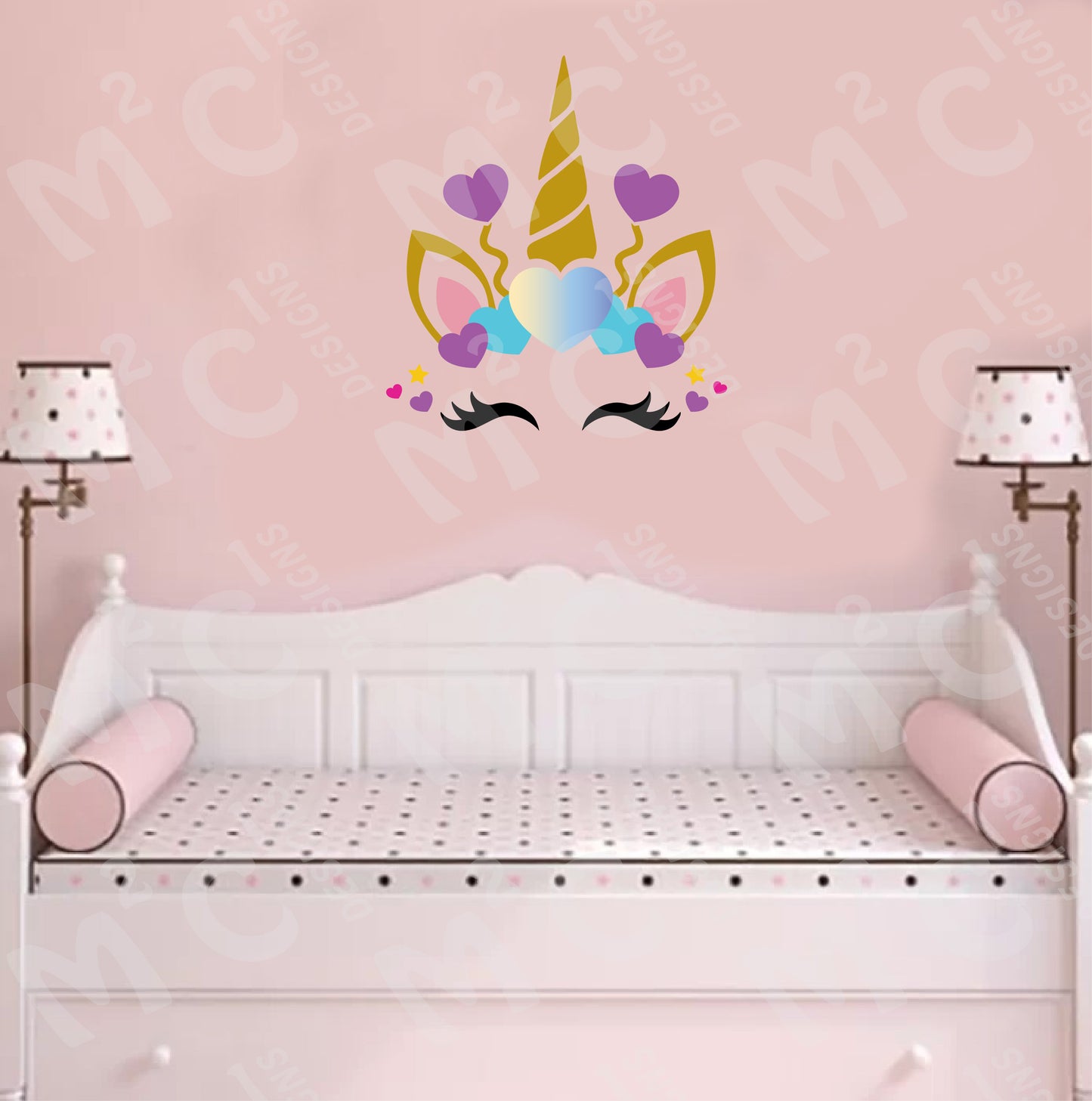 Princess Crown Personalized Name Wall Decal, filigree, large decal, gold, white, image 1