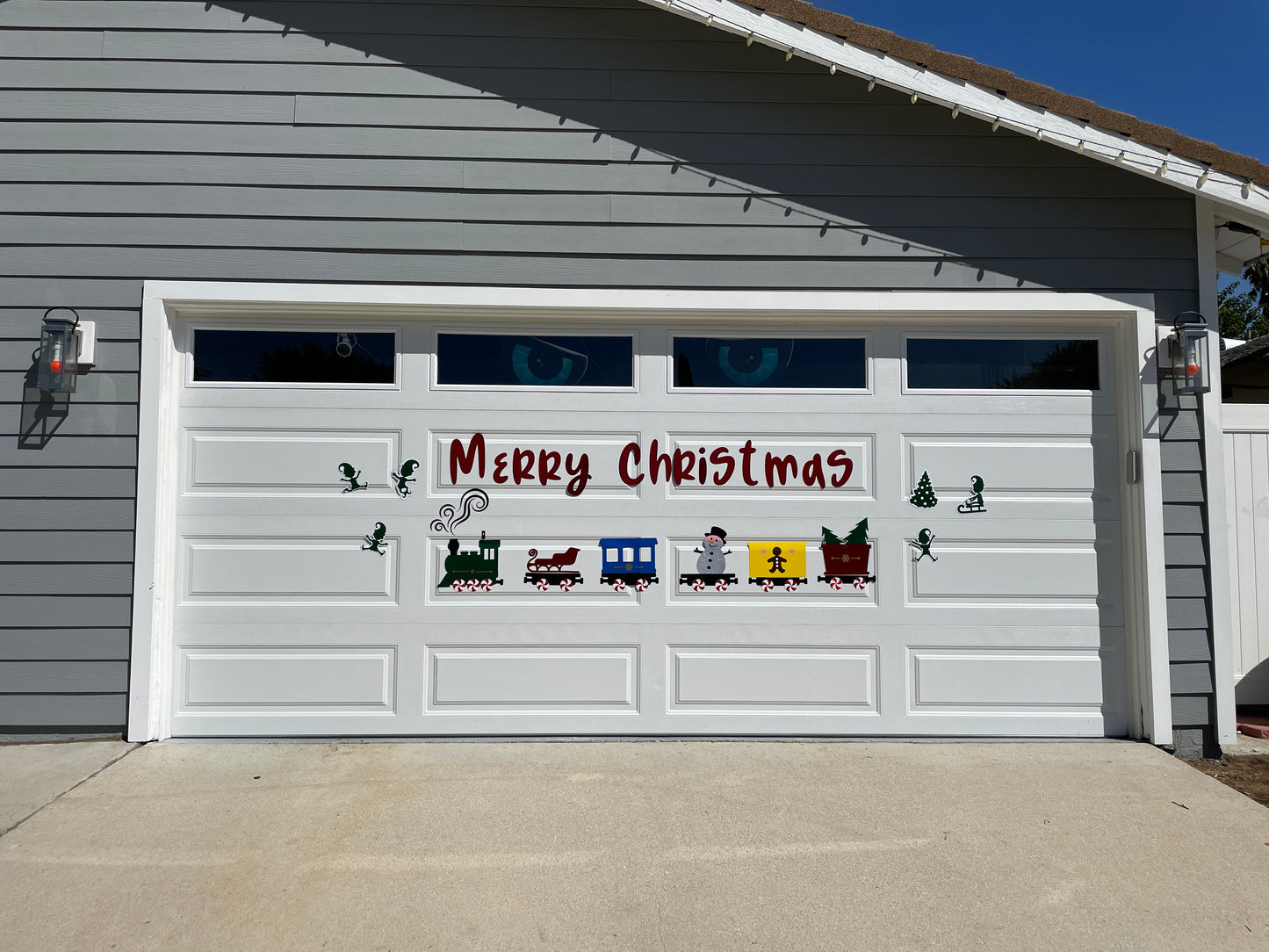 Santa's Train set with sled Magnet decorations | Garage Door | Train Set image 9