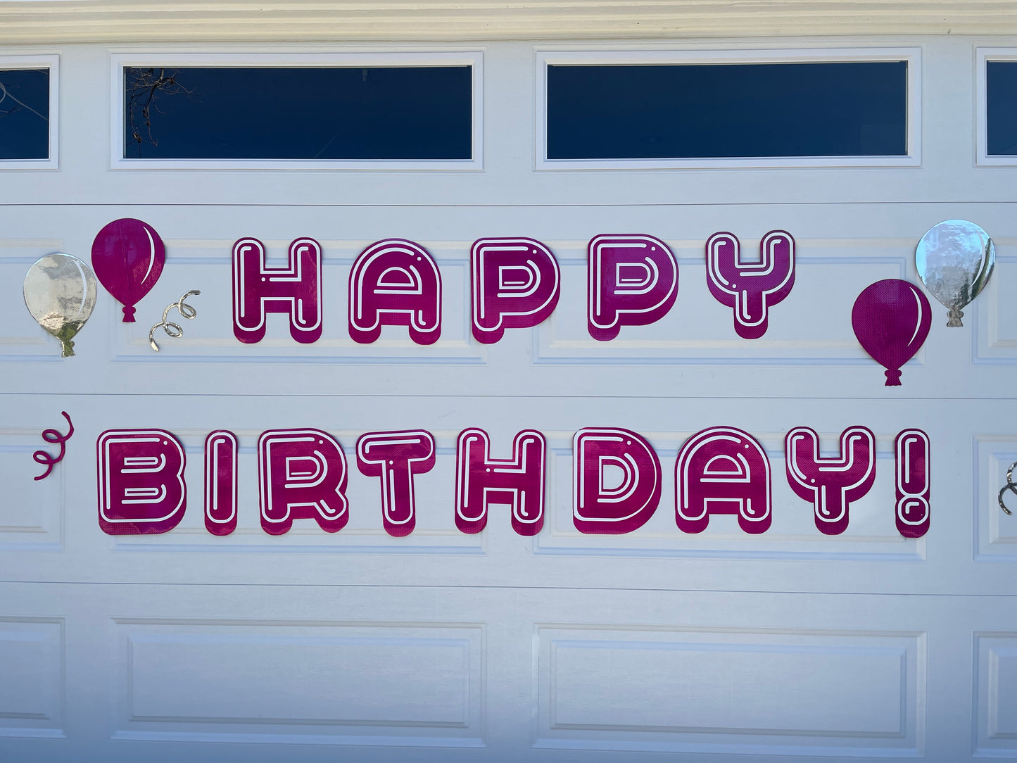 Magnetic Electric Happy Birthday Outdoor decorations | Holographic Garage Door image 1