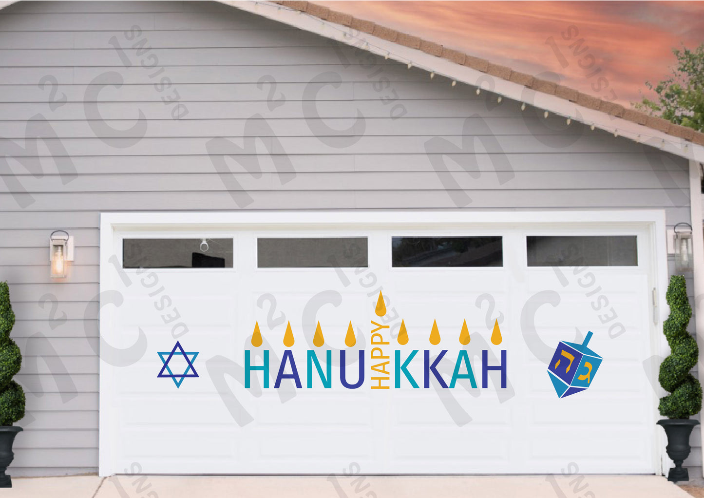 Happy Hanukkah Garage Door Magnets, Jewish Holiday Decorations, Star of David image 1
