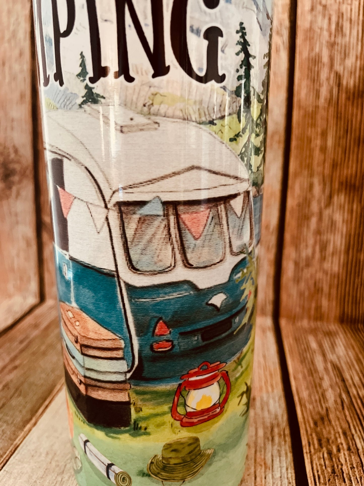 Let's go Camping 20 oz tumbler | VW Camper Tumbler | Vintage Camping image 1