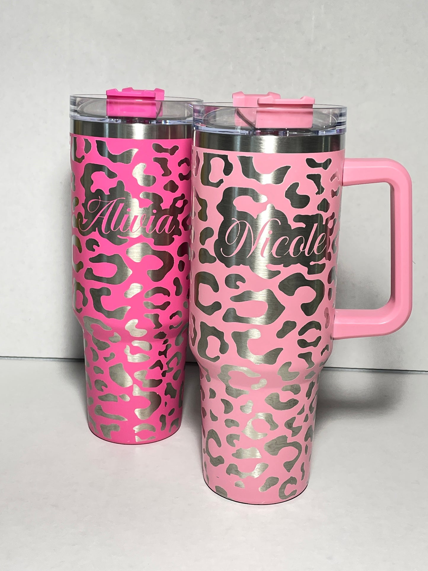 Engraved Leopard Cheetah Stanley Dupe 40oz tumbler, Personalized with name image 5