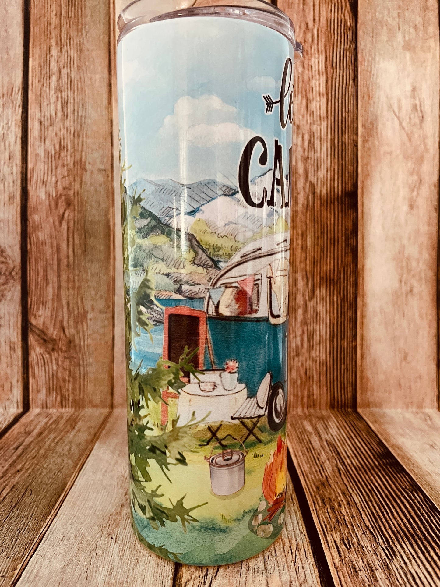 Let's go Camping 20 oz tumbler | VW Camper Tumbler | Vintage Camping image 3