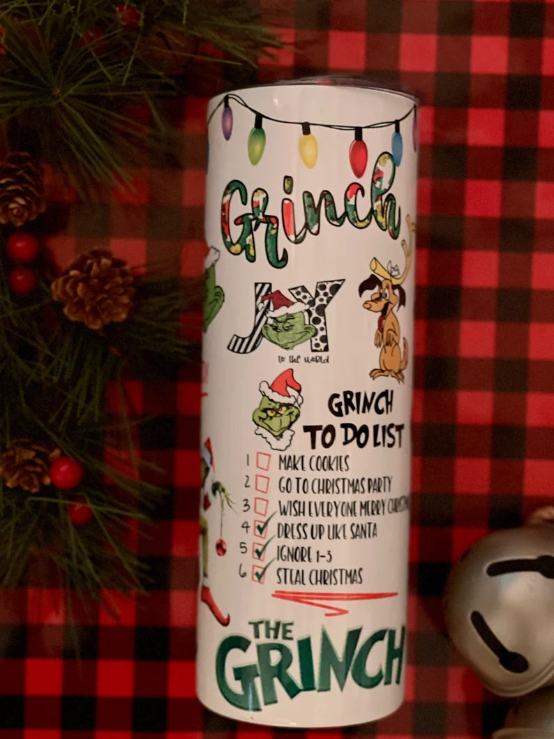 The Grinch Christmas Collage Tumbler | Grinchmas Tumbler | Dr. Suess Tumbler image 3