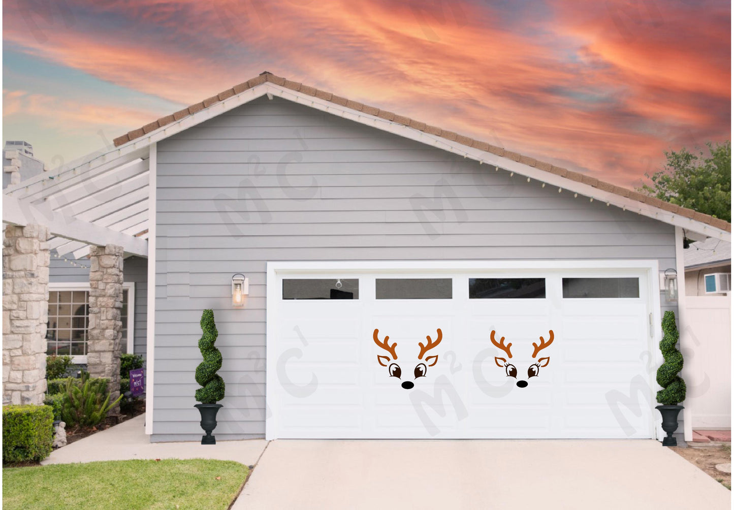 Christmas Reindeer Faces magnets for the garage door. Family of Reindeer image 4
