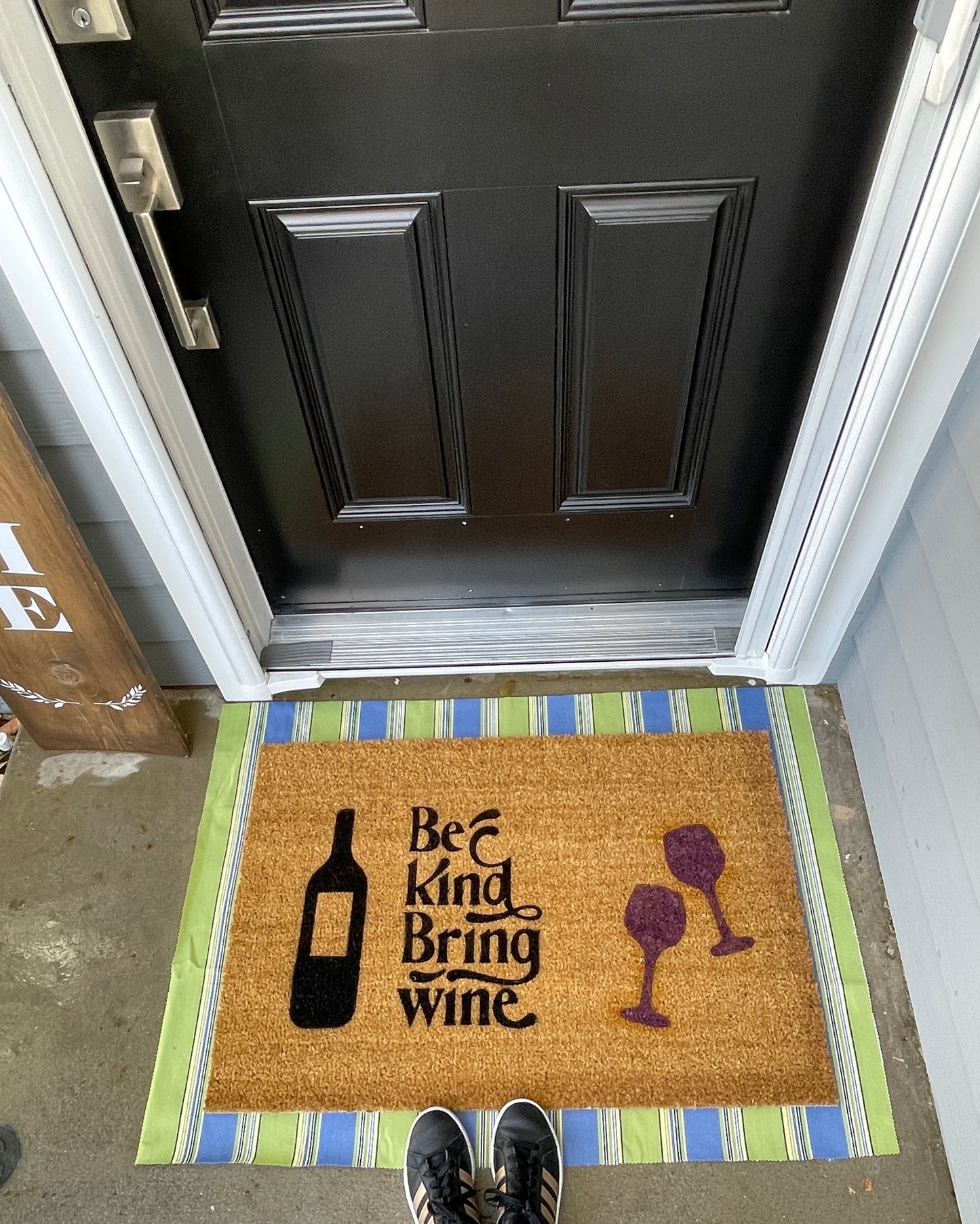 Be Kind, Bring Wine Door Mat image 1