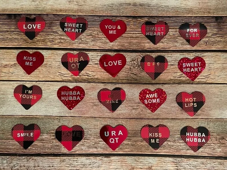 Red Plaid Conversation Candy Hearts fridge magnets image 2
