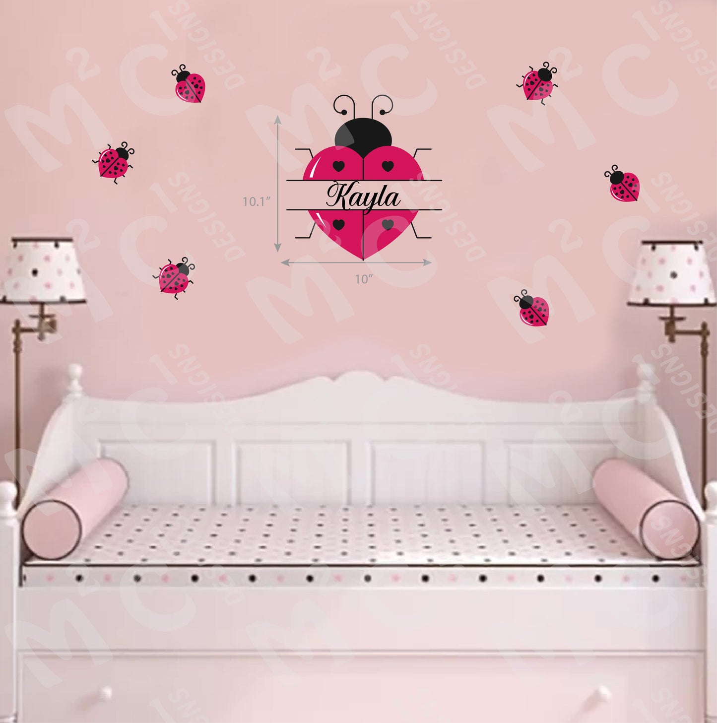 Princess Crown Personalized Name Wall Decal, filigree, large decal, gold, white, image 8