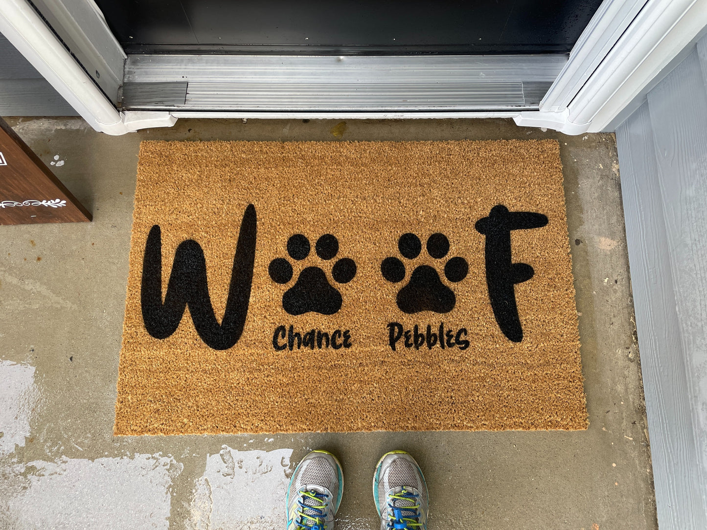 Personalized Woof Mat | Welcome Mat | Dog mom Door Mat image 2