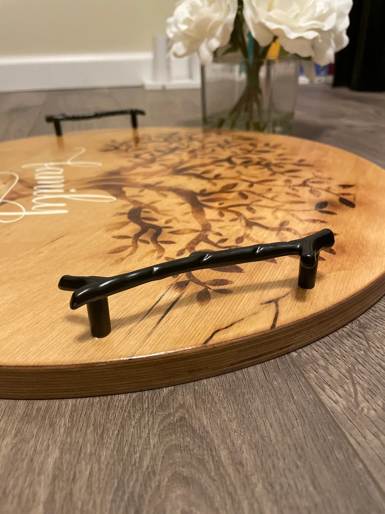 Wood Family Tree serving tray with handles | Family Definition Tray image 2