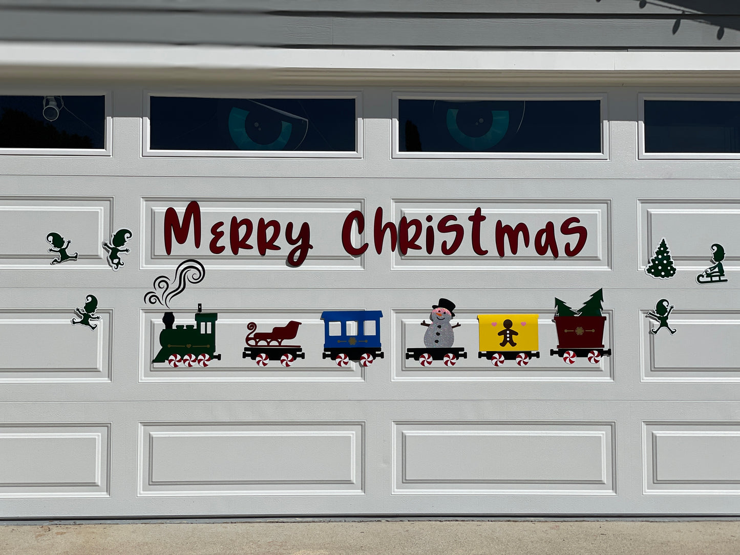 Santa's Train set with sled Magnet decorations | Garage Door | Train Set image 1