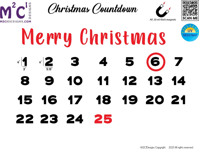 Christmas Countdown Magnetic Numbers | Reusable | Merry Christmas sign image 2