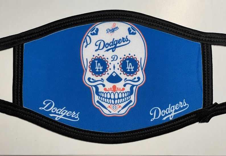 Dodgers Sugar Skull Baseball Face Mask | LA Dodgers Mask | Dodger MLB image 3
