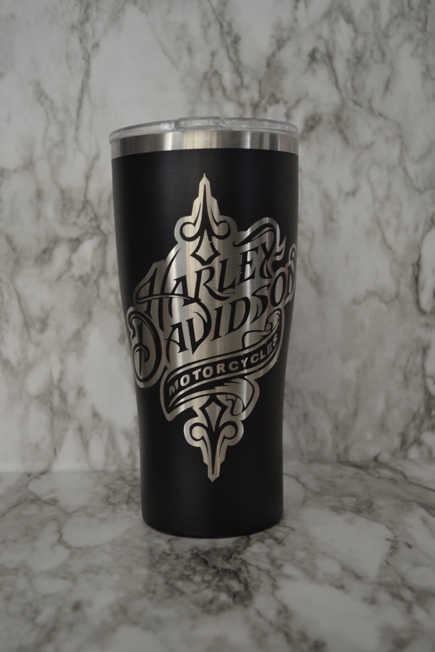 Harley-Davidson engraved tumbler, Motorcycle Tumbler, Biker water bottle image 0