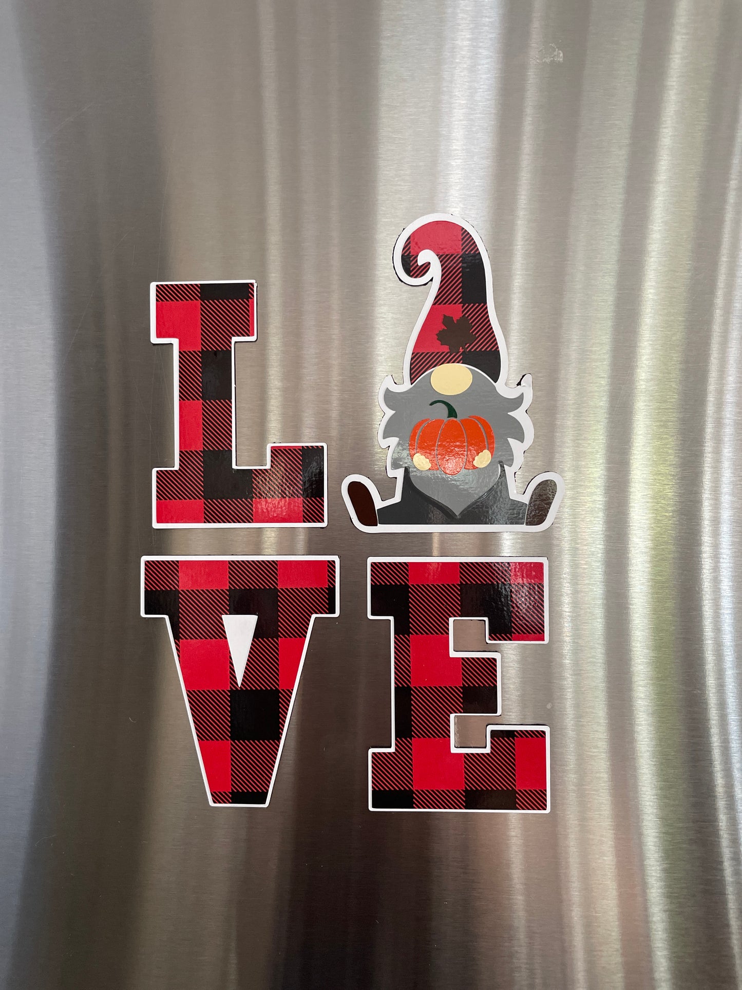 Gnome LOVE Fridge Magnets | Fall Season Decor | Red Plaid Gnome image 8