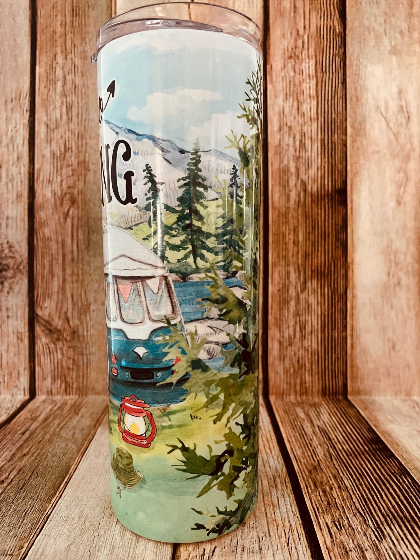 Let's go Camping 20 oz tumbler | VW Camper Tumbler | Vintage Camping image 2