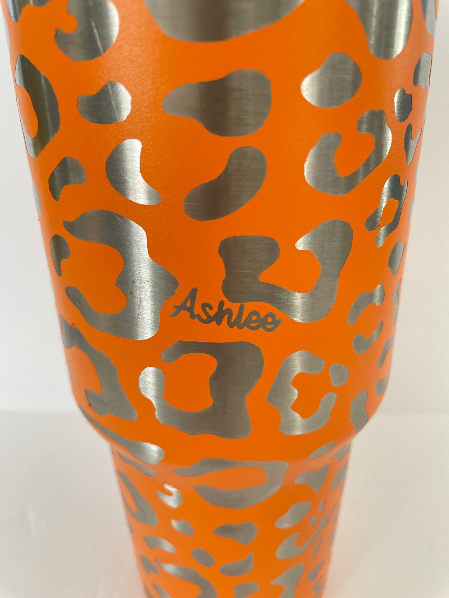 Engraved Leopard Cheetah Stanley Dupe 40oz tumbler, Personalized with name image 4