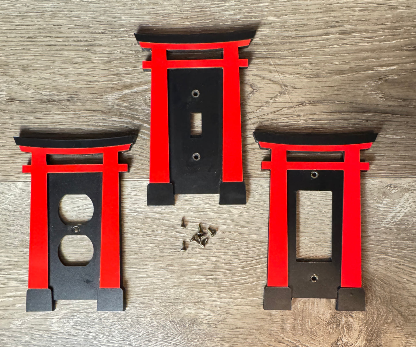 Japanese Torii Gate (Asian Temple icon, Japan design) Wood Cover Plate for Light image 4