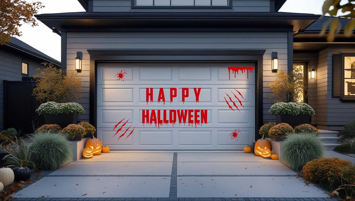 Bloody Happy Halloween Garage Door Magnets, Reusable decorations, Halloween deco