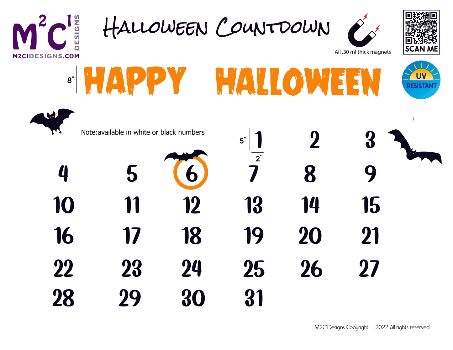 Halloween Garage Door Magnet Set: Countdown Calendar, Bats, Spooky Decor