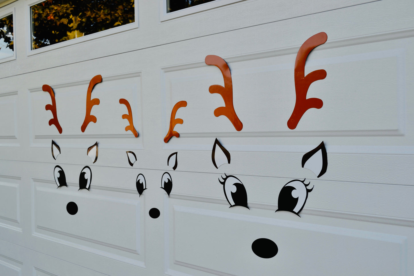 Christmas Reindeer Faces Garage Door Magnets | Holiday Garage Door Décor | Family Reindeer Set | Outdoor Christmas Decorations
