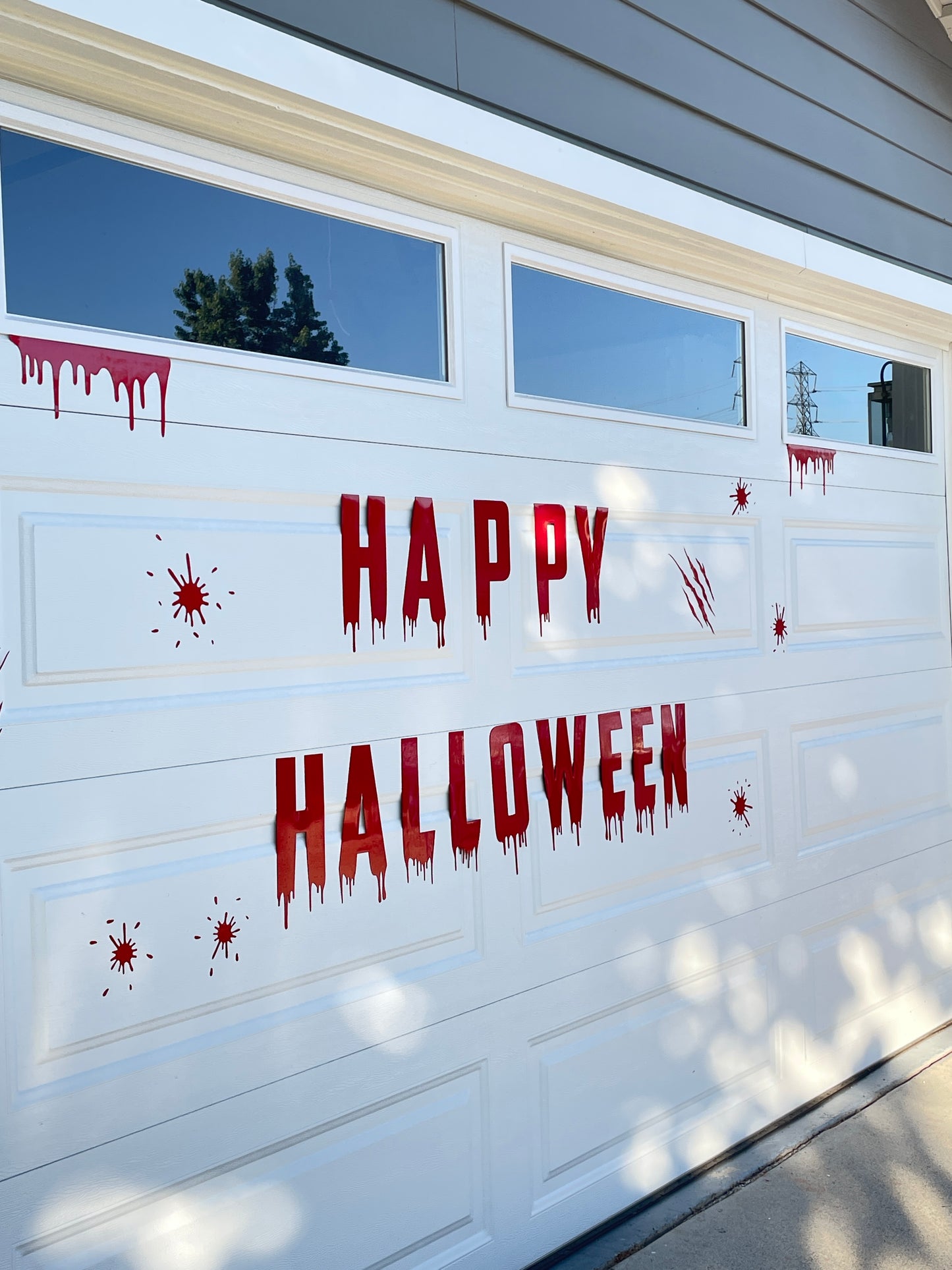 Bloody Happy Halloween Garage Door Magnets, Reusable decorations, Halloween deco