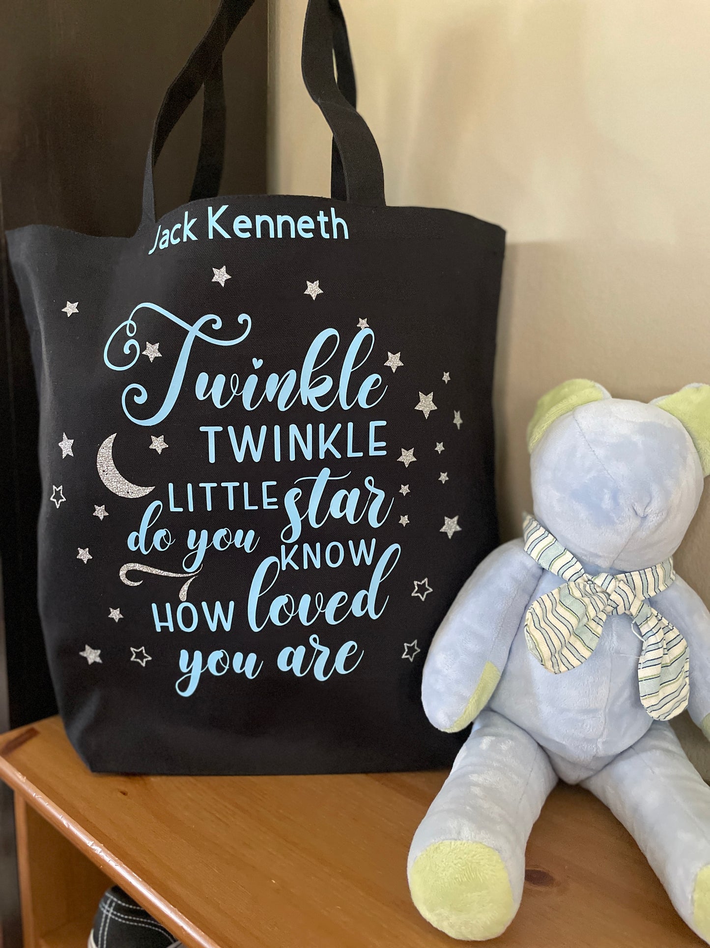 PERSONALIZED Large Diaper Bag |Twinkle Twinkle Little Star Tote Bag image 5