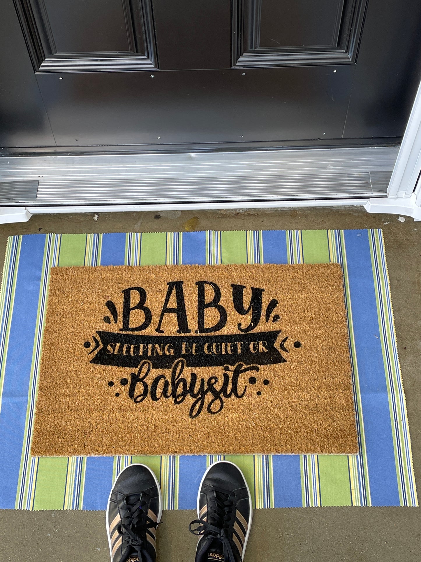 Baby Sleeping, Be Quiet or Babysit | Funny Doormat | Welcome Mat image 2