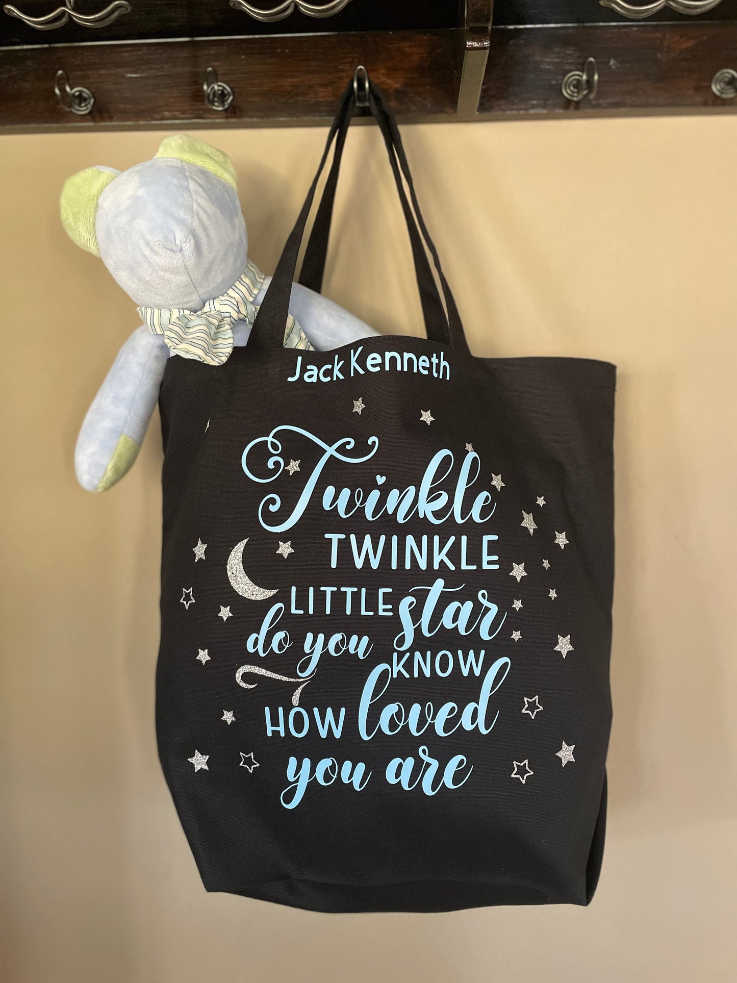 PERSONALIZED Large Diaper Bag |Twinkle Twinkle Little Star Tote Bag image 6