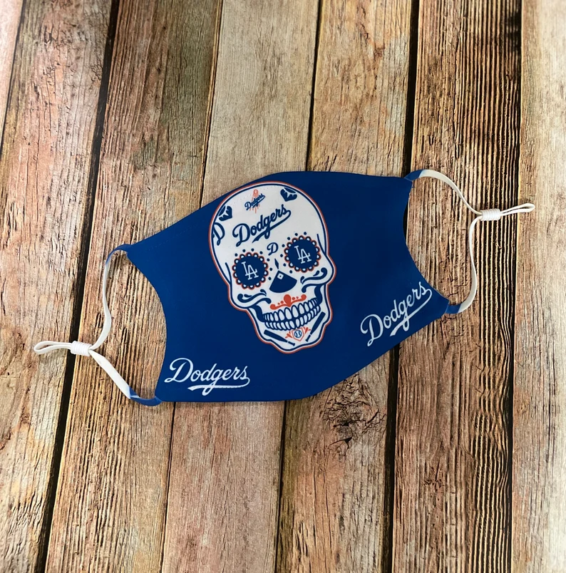 Dodgers Sugar Skull Baseball Face Mask | LA Dodgers Mask | Dodger MLB image 1