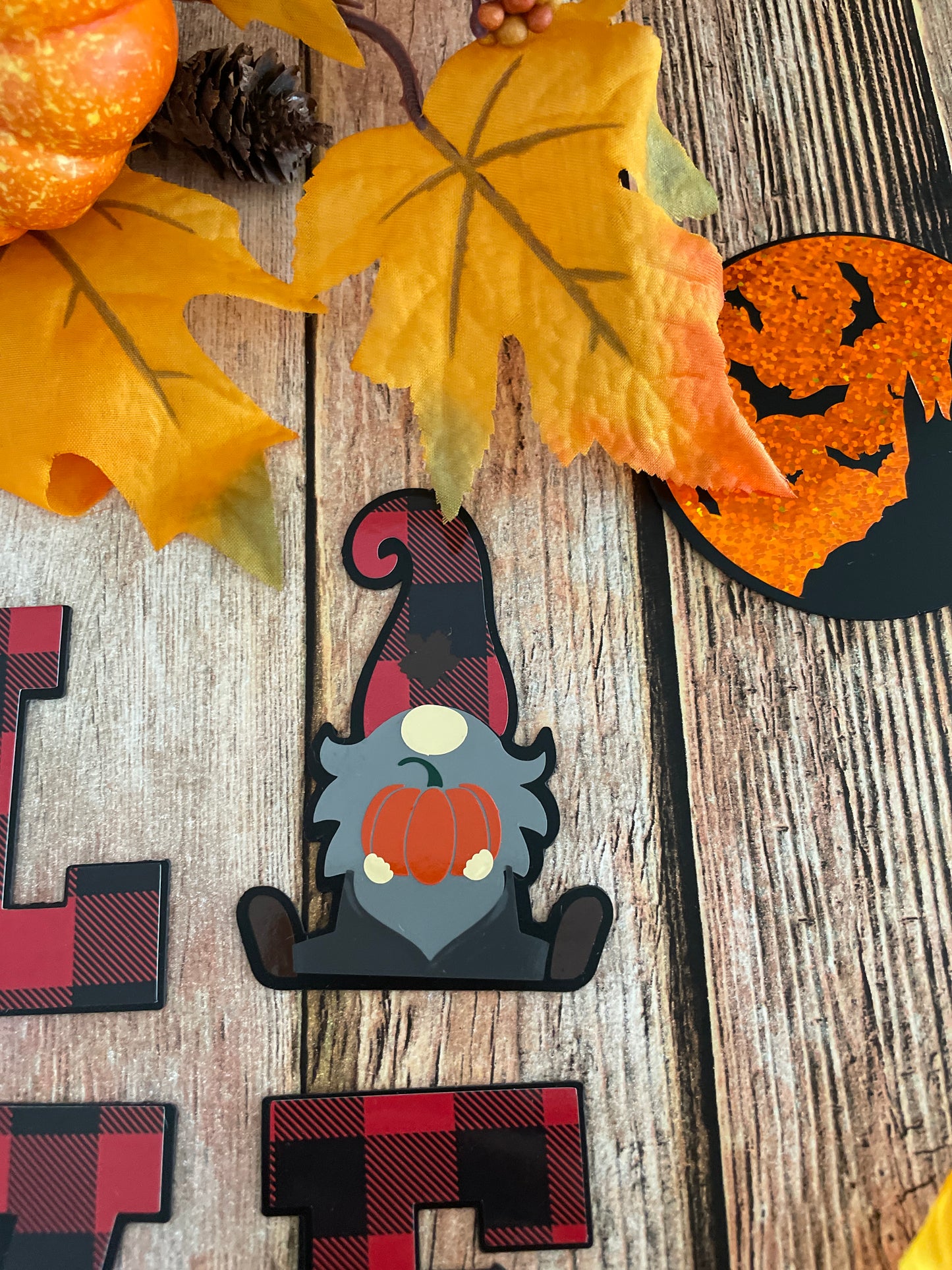 Gnome LOVE Fridge Magnets | Fall Season Decor | Red Plaid Gnome image 4