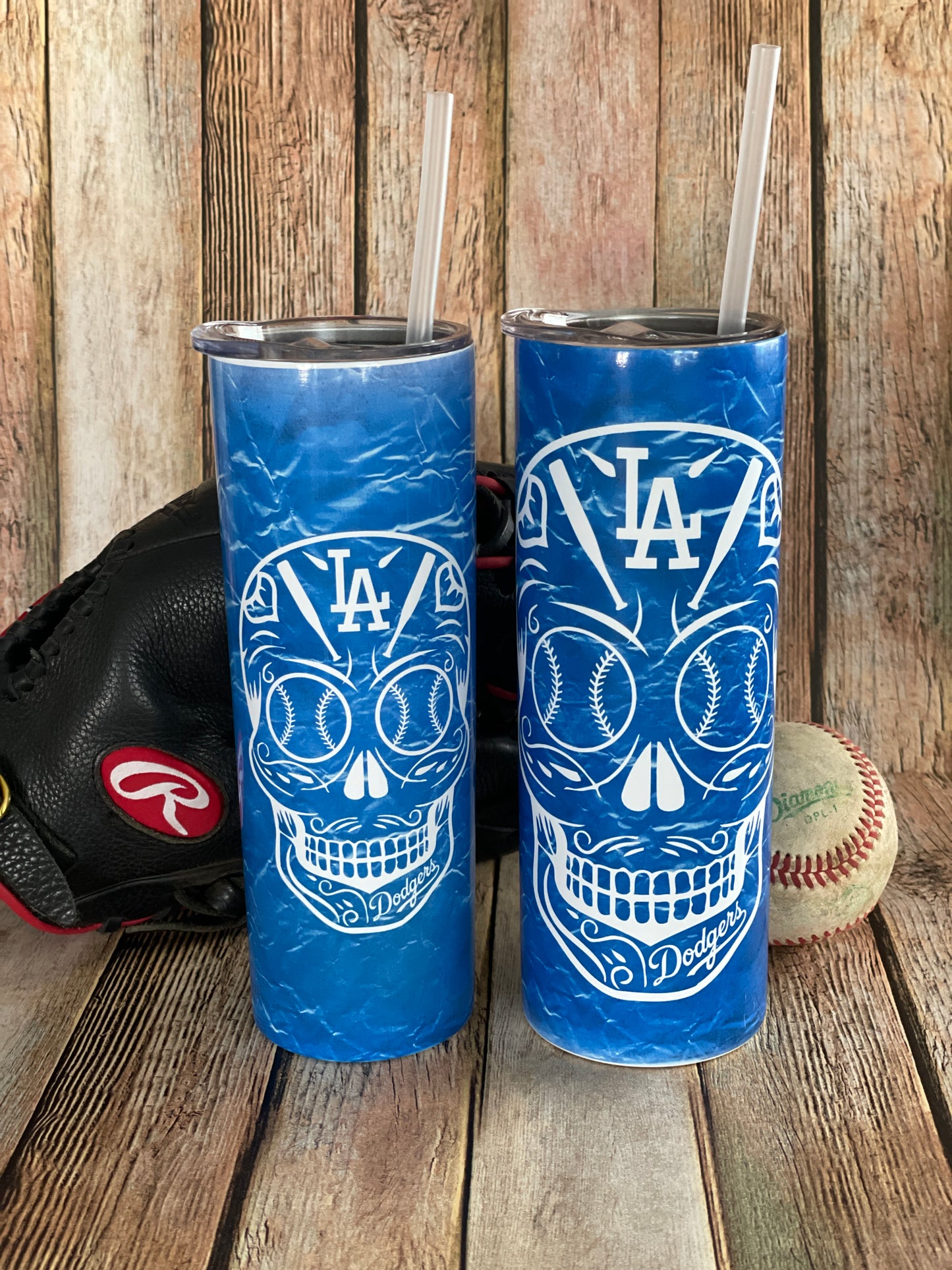 Sugar Skull Los Angeles Dodgers Baseball 20 oz tumbler image 3