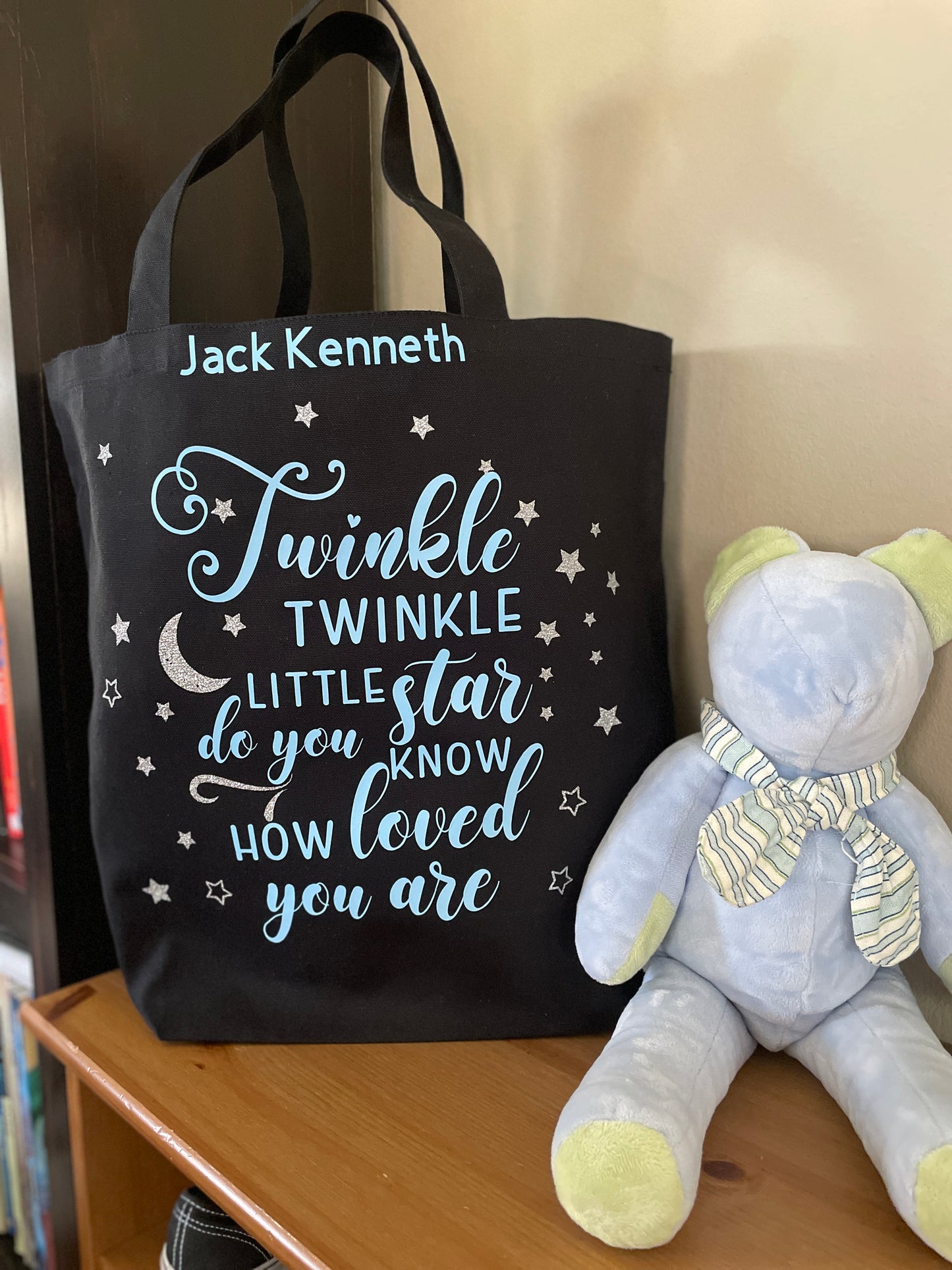 PERSONALIZED Large Diaper Bag |Twinkle Twinkle Little Star Tote Bag image 2